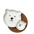 Solhui Lovely Cute Ceramic Divided Plate Trays for  Kids Dinner Dish