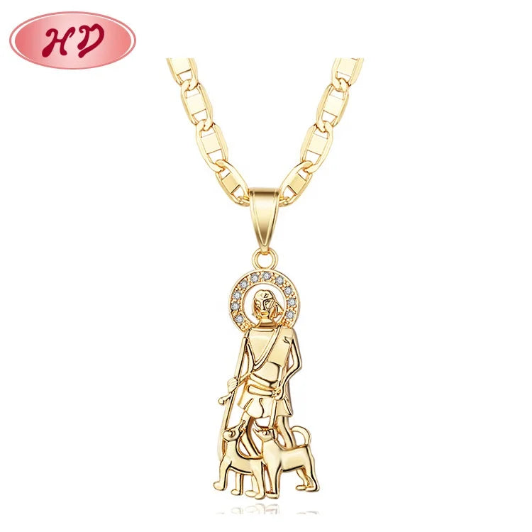 Gold Jesus Cross Hip Hop Pendant Necklace 18k Gold Plated Mens Chain Necklace With Pendant