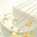Fashion Trendy Stainless Steel Y Shaped Tassel Hollow Moon Star  Clavicle Necklace for Valentine's Day