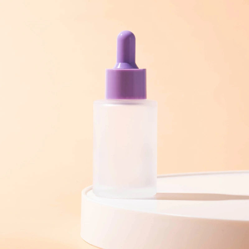 Colorful Empty 30ml Pink Blue Green Skin Care Essential Oil Serum Frosted Glass Dropper Bottles with Flat Shoulder