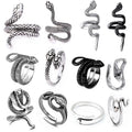 Fashion Jewelry Rattlesnake Hook Tail Snake Zodiac Opening Ring Antique Silver Retro Personality Hip Hop Ring