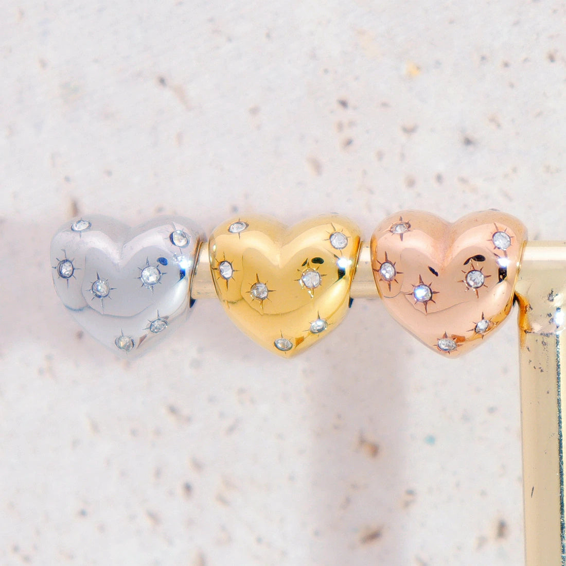 Wholesale Luxury Designer Engraved Bead Diy Charm Cubic Zirconia 3d Heart Sorority Jewelry Bracelet Small 316L Beads Charms