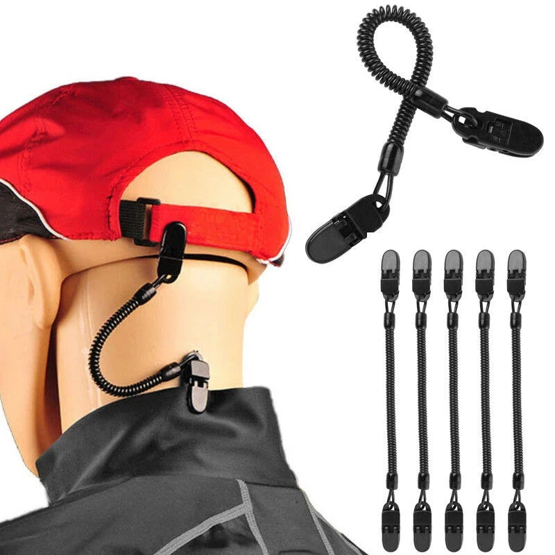 Adjustable Hat Clips Retainer Fishing Keeper With Cord for Golfing Fishing Boating Sailing Sports Cap Wind-proof Rope
