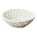 Handmade Modern Ceramic Fruit Plate Bamboo Snack Dish Woven Design Small Hollow Bread Plate Food Storage Baskets Serving Candies