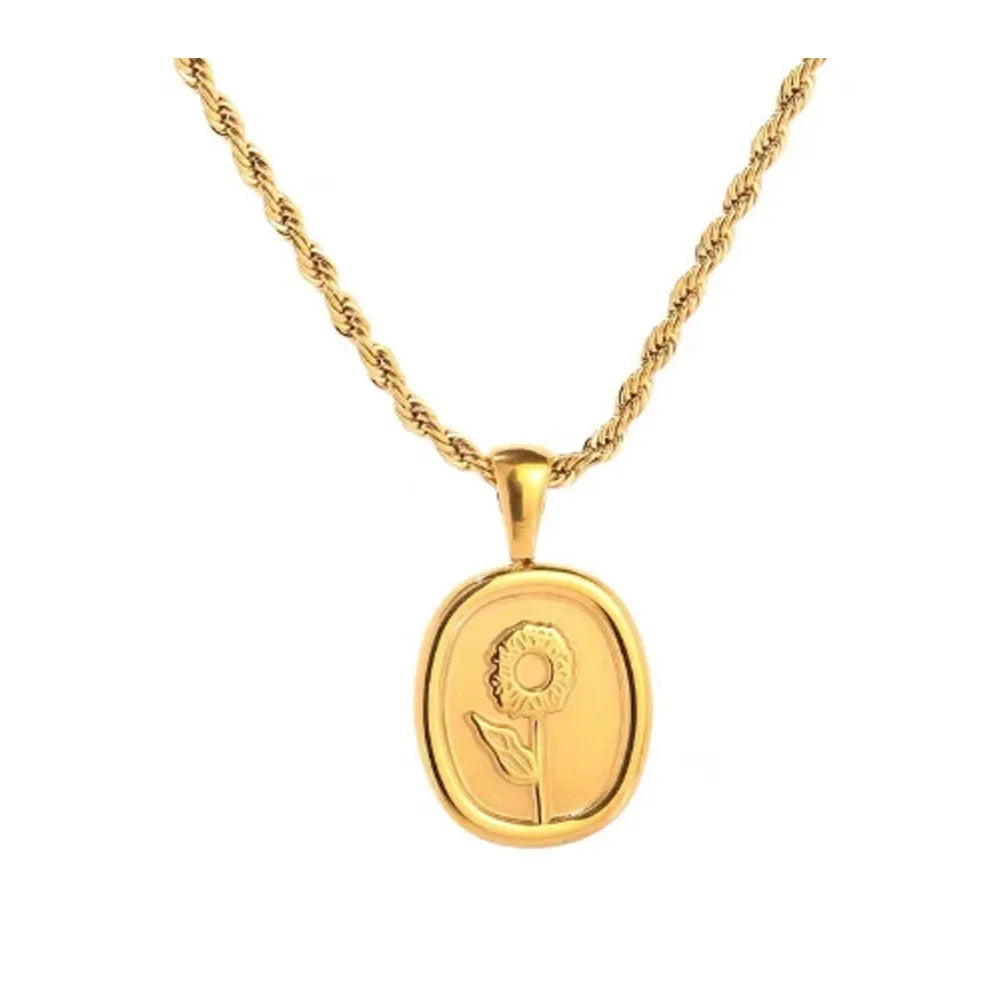 Wholesale Stainless Steel Sun Flower Pendant Chain Necklace Unisex Women and Men Jewelry China Manufacturer Supplier