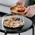 Hot Selling European Creative Double Glass Dried Fruit Melon Seeds Nuts Wooden Candy Storage Glass Plate with Fruit Design