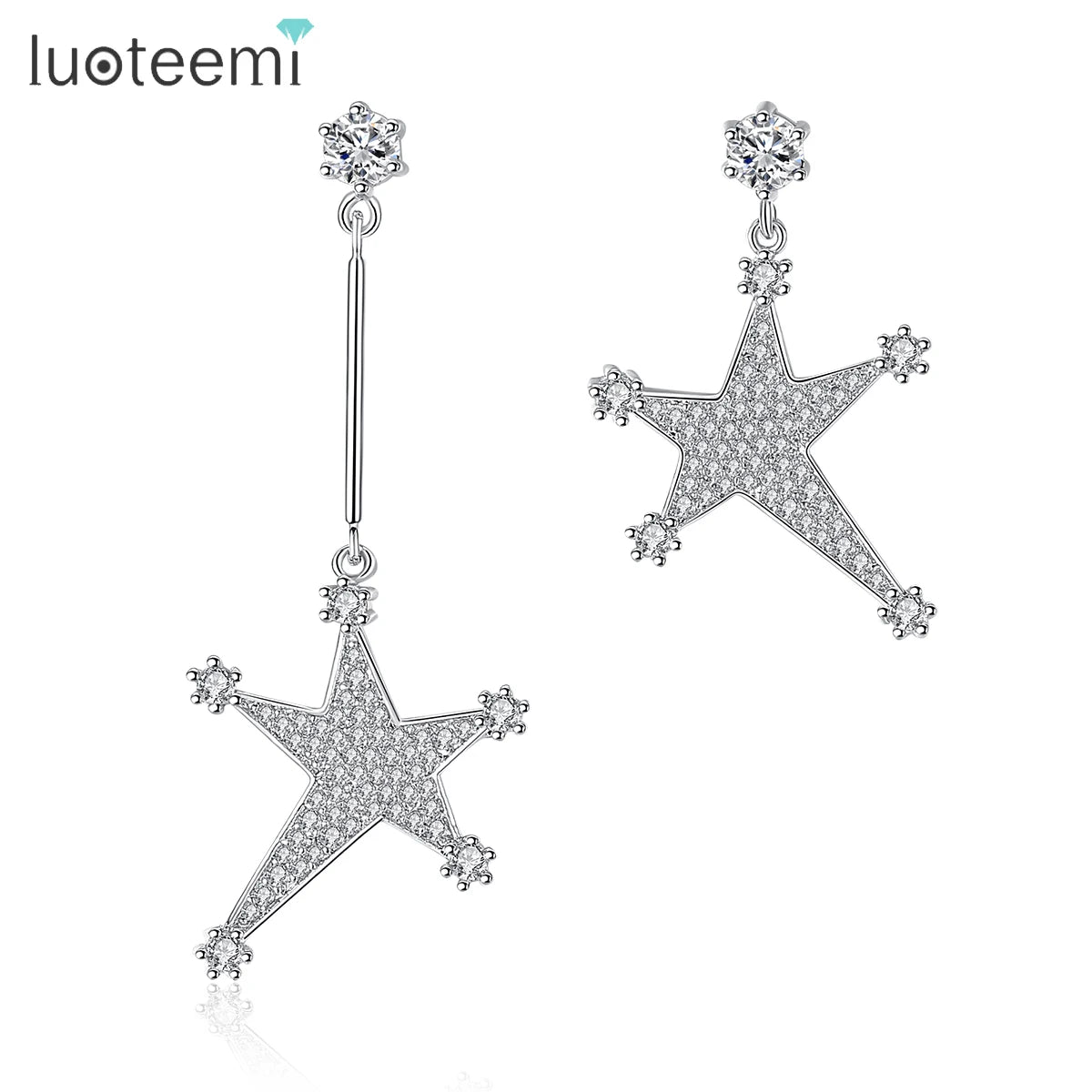 LUOTEEMI Zircon Bling Jewelry Drop New Designer Woman Korean Zirconia Jewellery Popular Earing Earring Star