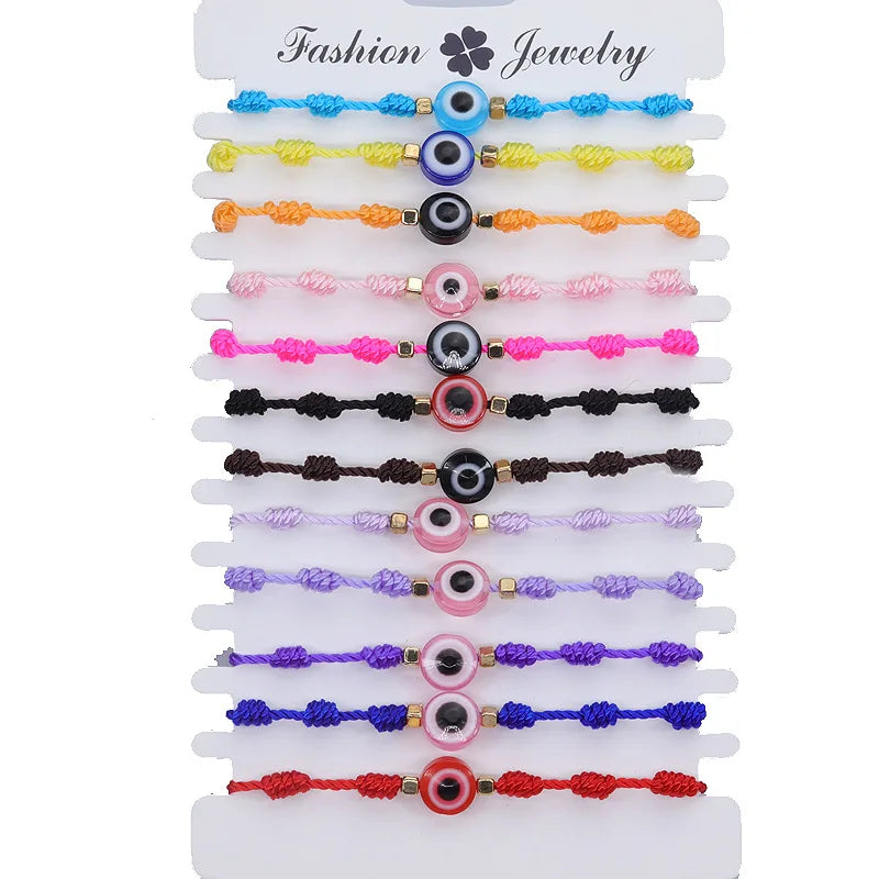 Boho Style Multi Colors Handmade Braided Adjustable String Women Lucky Turkish Evil Eye Bracelet Jewelry