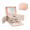 Luxury Pu Leather Double Open China Custom Multifunctional Portable Jewelry Box Organizer Storage Cabinet case With Metal Clasp