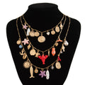 Factory Bohemian Chain Stacking Gold Plated Necklace Beautiful Ocean Mermaid Starfish Shell Pendant Necklace Gifts for Women