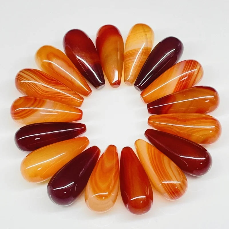Fashion 3D Pendant Necklace Natural Red Agate LongBare Stone Earrings Accessories Drop-Shaped Loose Beads