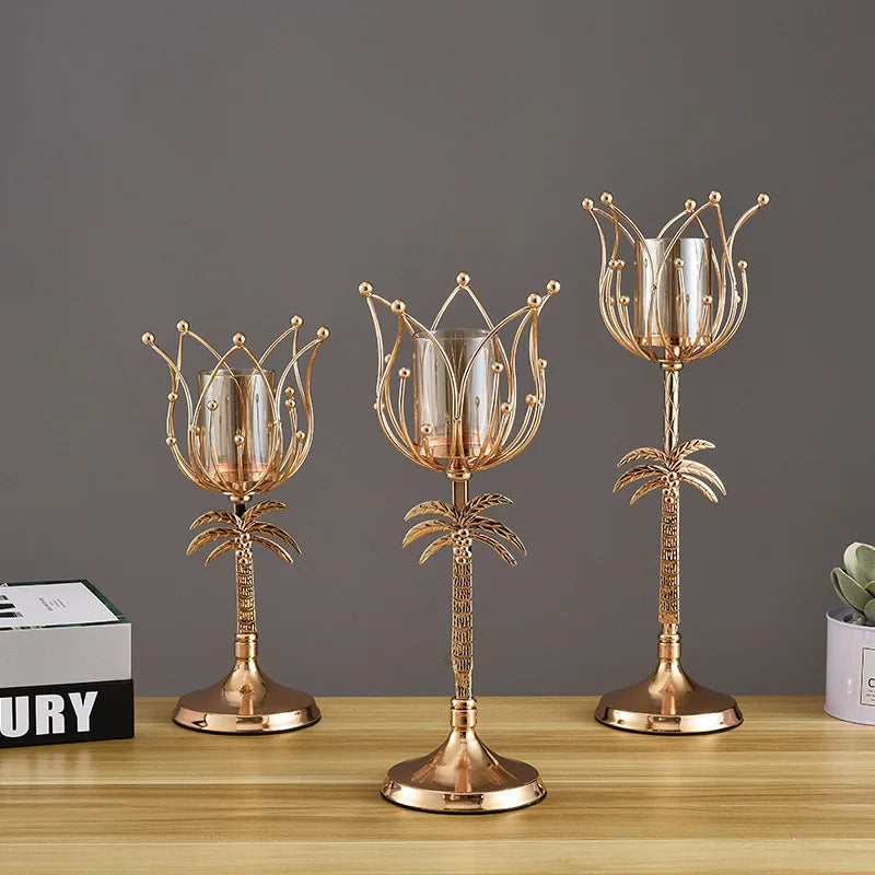 M852 European Metal Candle Holders Stand Wedding Table Centerpieces Candlestick Holder for Hotel Home Decoration