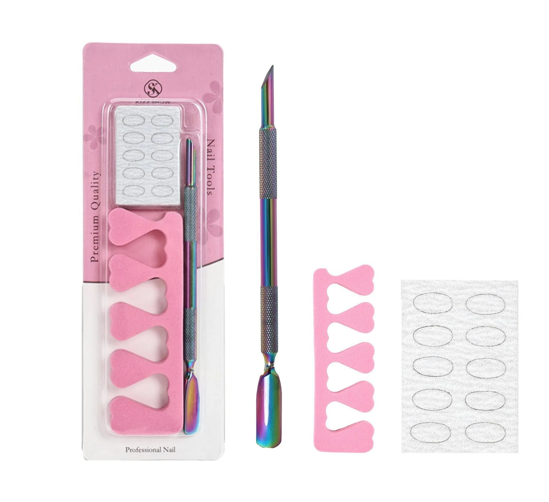 Nail Supplies Sponge Toe Separator Nail Cuticle Steel Pusher Disposable Sandpaper Sheet