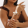 Gold Color Cuff Bracelet for Women Girls Big Pearl Open Bracelet Statement Alloy New Bangle Fashion Jewelry Engagement Bracelets