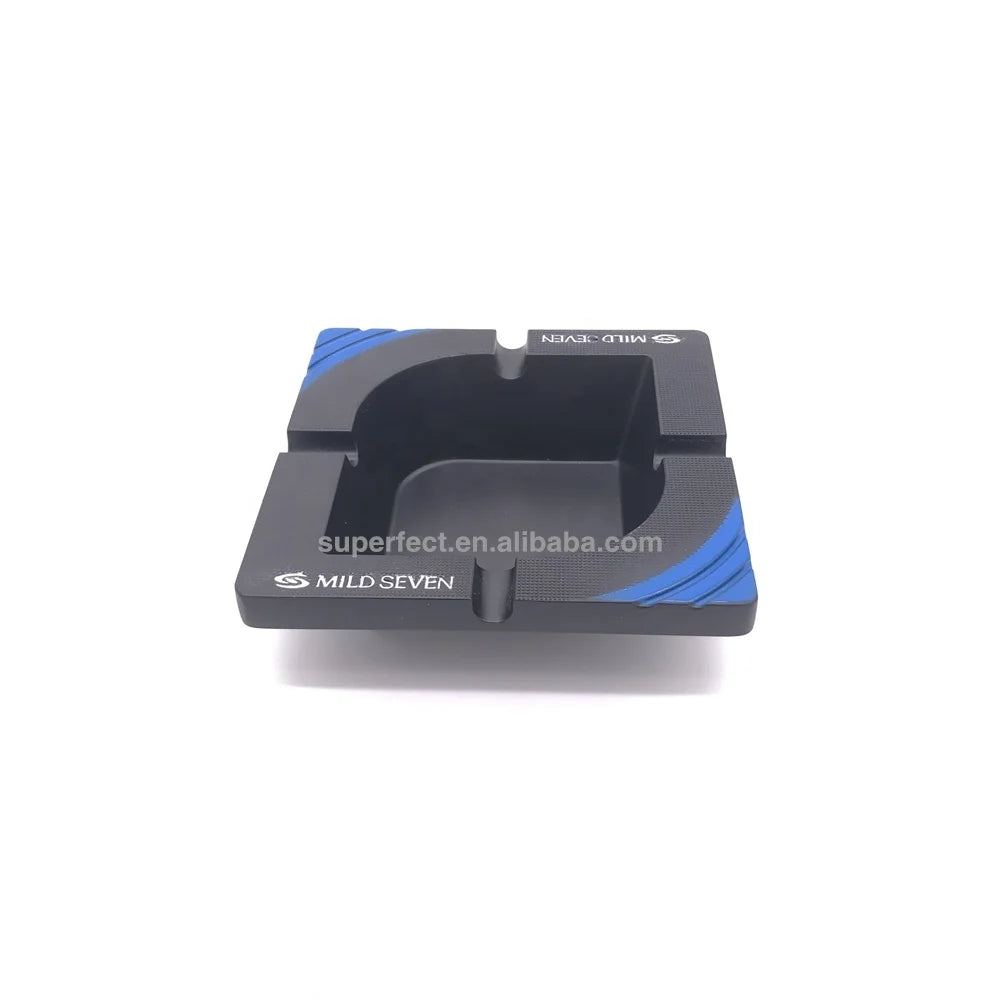Factory Price Wholesale Square Round Shape Smoke Black Silver Custom Metal Ashtray