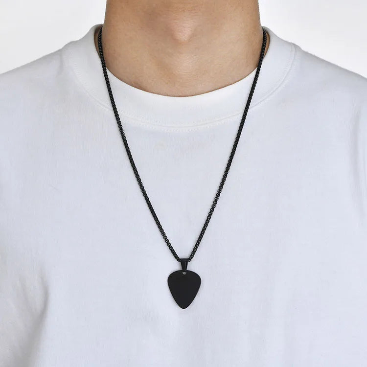 G2536 Wholesale Collier Homme En Acier Inoxydable Stainless Steel Blank Guitar Pick Pendant Necklace Men Jewelry Necklaces