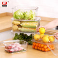 PET Fridge Kitchen Organizer Plastic Food Storage Container Set Storage Box Bin clear Fruit Food Storage Crisper Box with Basket