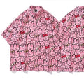 New Off-The-Shelf Cute Bunny Casual Shirt for Adult Girls with Hot Pink Button for Valentine's Day