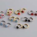 Factory Dropshipping Silver Earrings Jewelry S925 Multiple Colors Heart Oil Drip Hoop Earrings Jewelry for Women
