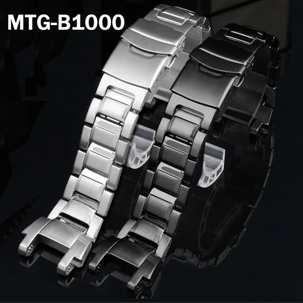 For MTG-B1000 Men's Stainless Steel Replacement Watch Band Strap Matte Metal Solid Bracelet with Accessories