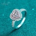 Classic 925 Silver 1 Carat Excellent Cut Pass Diamond Test D Color Heart Moissanite Ring with GRA Certificate Wedding Jewelry