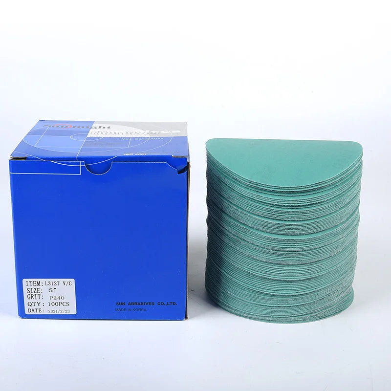 High-Hardness 150mm Green Film Hook and Loop Sanding Disc Round Abrasive Tools OEM Customizable