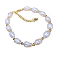 Unique Freshwater Pearl Bead Bracelet 18K Gold Plated Zircon Rabbit Charm Pendant Pearl Chain Bracelet