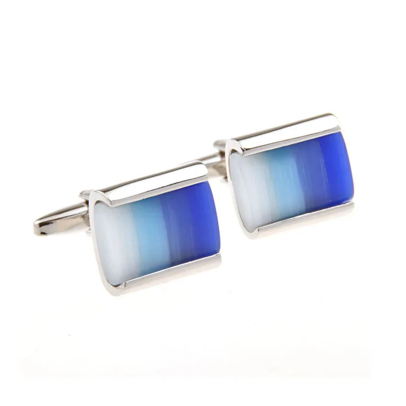 Wholesale Handcraft Blue Agate Stone Elegant Cufflinks Custom Mens Suit Shirt Fashion Accessory Wedding Tuxedo Trendy Jewelry