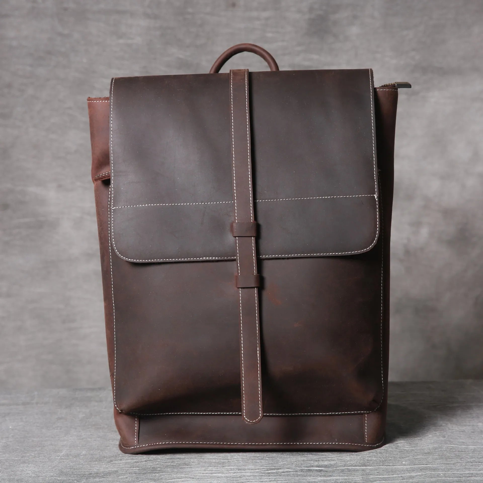 Retro Multi Function Genuine Leather Men's Shoulder Business Laptop Convertible Briefcase Backpack