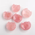 Natural Carved Crystal Healing Stone Rose Quartz Crystal Cat Face Shape Crystal Bowl Ornament