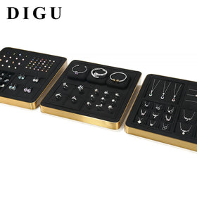 DIGU Custom Microfiber Square Jewelry Display Loose Diamonds Bracelet Necklace Ring Exhibitor Organizer Jewelry Display Tray