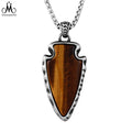 Fashion Jewelry Wholesale New Natural Stone Necklace Nordic Viking Style Stainless Steel Men's Pendant Necklace