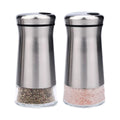 Glass Salt and Pepper Shakers Set with Adjustable Pour Holes Stainless Steel Salt Shaker and Pepper Shaker Farmhouse Salt Jar
