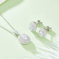 Fashion Luxury Pendant Necklace Studs Set 925 Sterling Silver Moissanite White Oval Cut Wedding Earrings and Necklace Jewelry