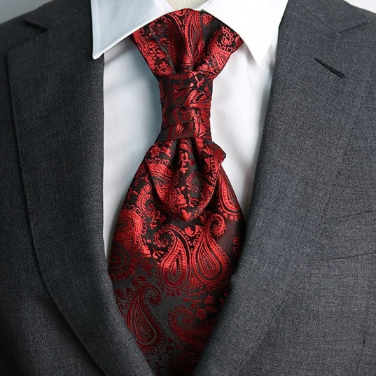 Hot Cheap Wedding Corbatas Paisley Black Tie Funeral Necktie Polyester Ascot Tie Cravat