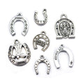 Antique Silver Brass Gold Lucky Horseshoe Pendant Metal Alloy Jewelry Accessories Bracelet Key Chain Necklace Add on Charm