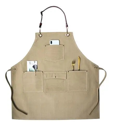 E-L281 Wholesale Colorful Cotton Polyester Waterproof Chef Cafe BBQ Food Cooking Cleaning Aprons Custom Logo Kitchen Apron