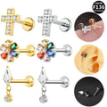 Gaby Lip Ring Internal Thread Flower Cross 16G G23  ASTM F136 Titanium Body Jewelry Wholesale Ear Piercing Jewelry