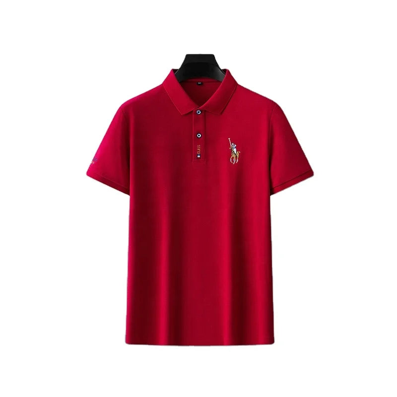 Custom Men's 100% Cotton Knitted Anti-Wrinkle Slim Short Sleeve Red Shirt Embroidered Printed Logo Golf T-Shirts Camiseta Para