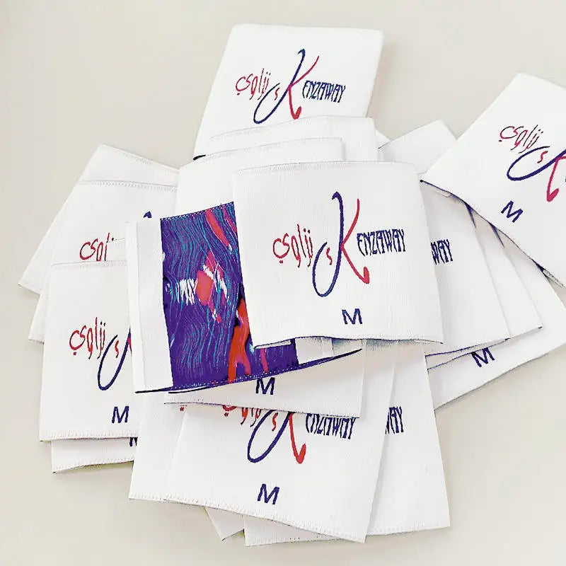 LOW MOQ Polyester Washable Woven Clothing Labels with End Fold for Wholesale