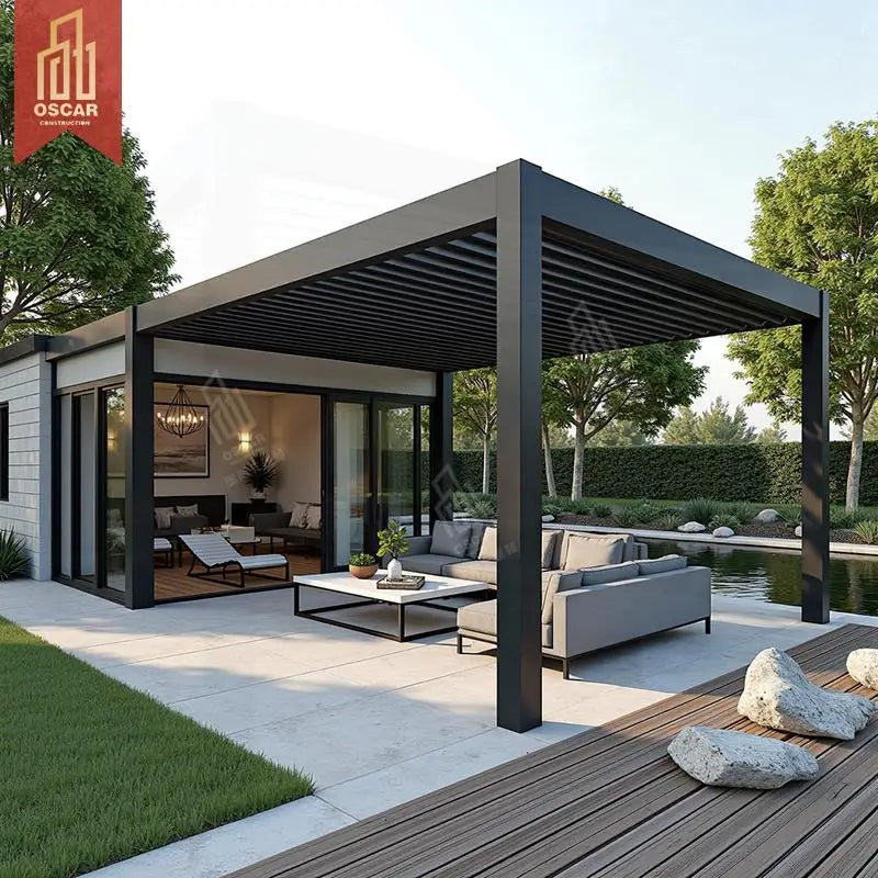 3X3M 3X4M 4X6M Freestanding Backyard Barbeque Carport Patio Yard Garden with Rain Sensor Pergola