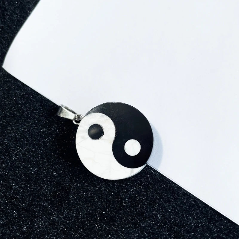 Wholesale Natural Black Onyx Howlite Philosophy Taoist Symbol Yin-Yang Taichi Yoga Amulet Pendant