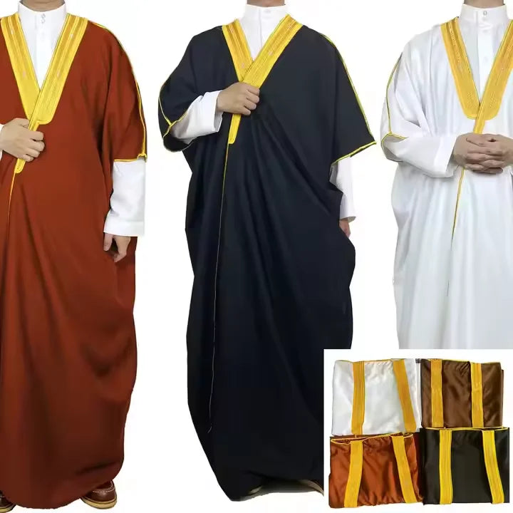 High Quality Dubai Bisht Islamic Eid Arab Speech Uniform Thobe Cheap Price Saudi Pusht Party Wedding Dress for Men for Spring