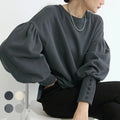 Boutique Wholesale 2026 Spring New Product Simple Lantern Sleeves Solid Color Loose Round Neck Women's Sweatshirts