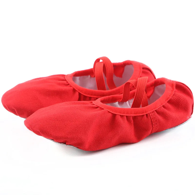 High Quality Pink Stretch Canvas Ballet Slippers Soft Girls' Dance Shoes from Size 32 to 43