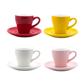 Italian Espresso Macaron Ceramic Cup Saucer Set Tulip Shape Demitasse Kit Nordic Simple Style Cafe Office Black Color Matting