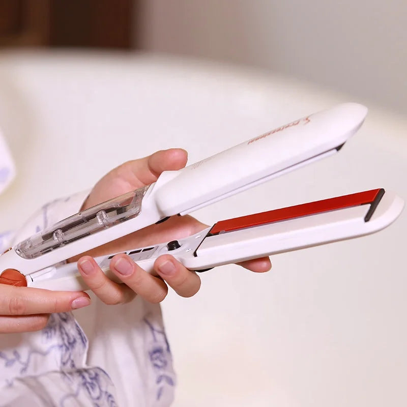 Flat Iron Hair Straightener Steam for 2 in 1 Curler Hair to Straighten Hair Infrared  Keep Moisture Ion Ceramic Plate Curlers