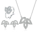 Wholesale Delicate 925 Sterling Silver Cubic Zirconia Fashion Leaf Jewelry Set for Women
