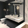 Luxury Modern Ceramic Middle Basin SINTERED STONE Counter Top Wall-Mounted Bathroom Vanity High-Gloss Finish Sink Aiweiluo