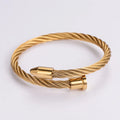 Wholesale Men's Stainless Steel Cable Wire Nail Bracelet Silver Black and Gold Fashion Bangles